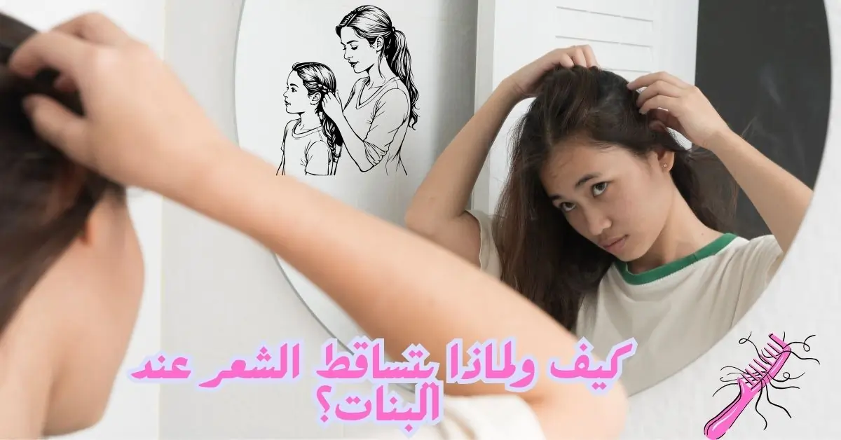 ما سبب تساقط الشعر بكثرة عند البنات
صورة فتاة امام المرأة تنظر إلى شعرها وقد بداء بالتساقط